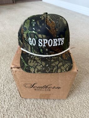 GO SPORTS Camo Rope-Front Hat - Southern Wives Club NIB